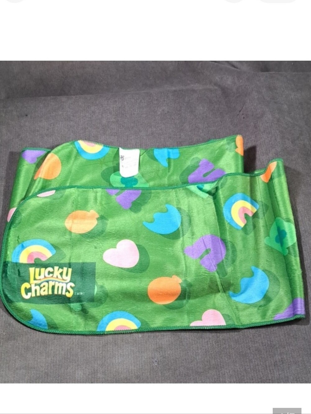 2/$5 General Mills Lucky Charms Green Promotional Graphic Scarf NEW 60" x 8"